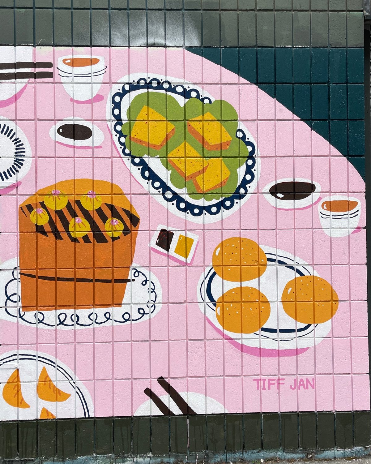 Dim sum mural by Tiffany Jan
