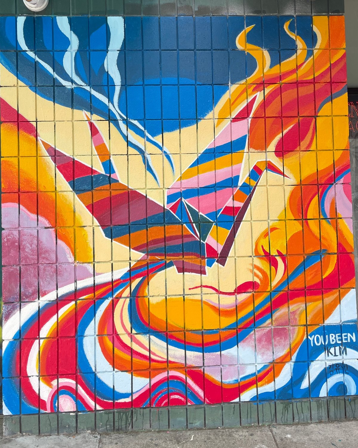 Paper crane mural by YouBeen Kim Robles