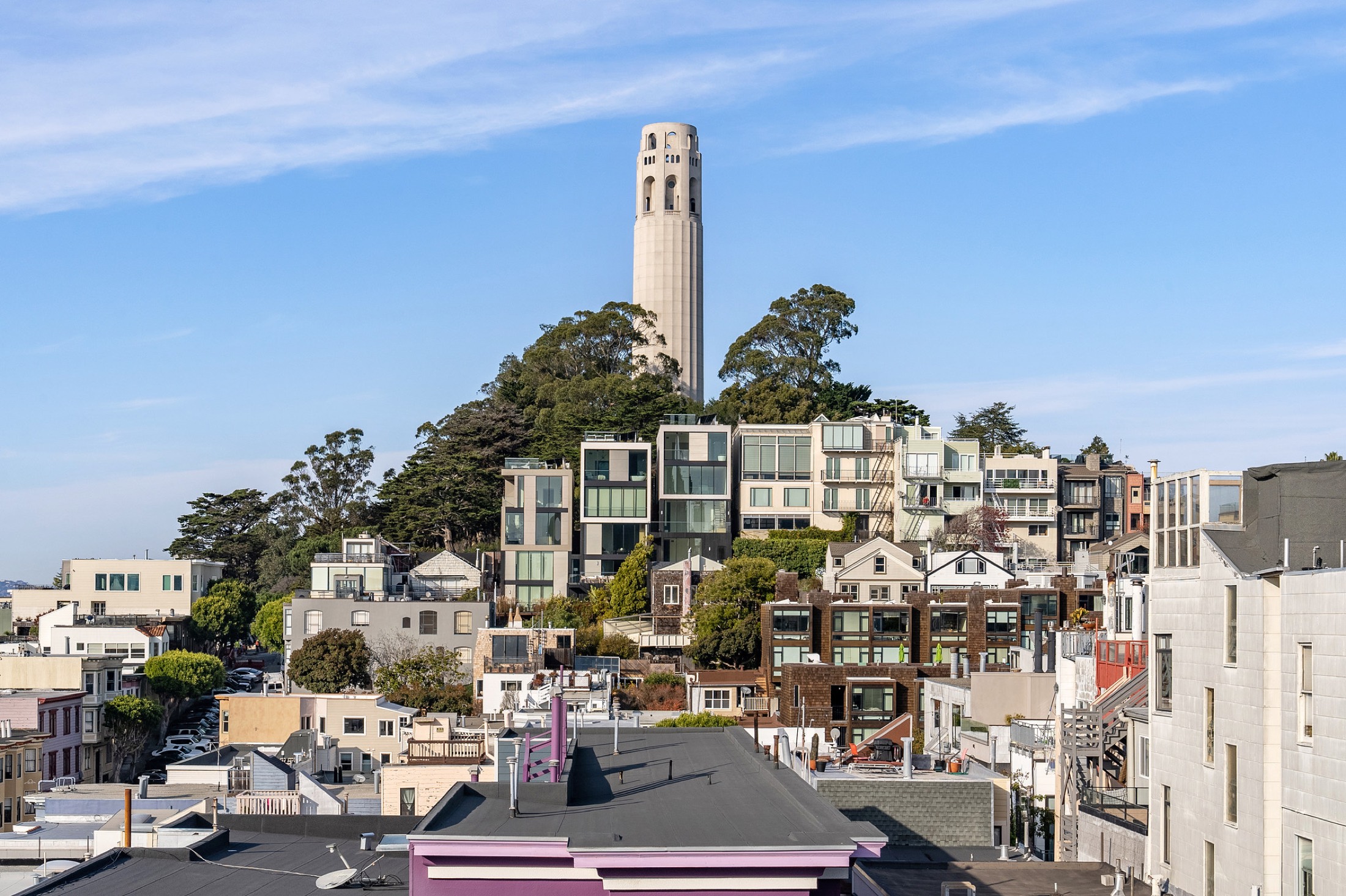 Coit Tower above Telegraph Hill, San Francisco